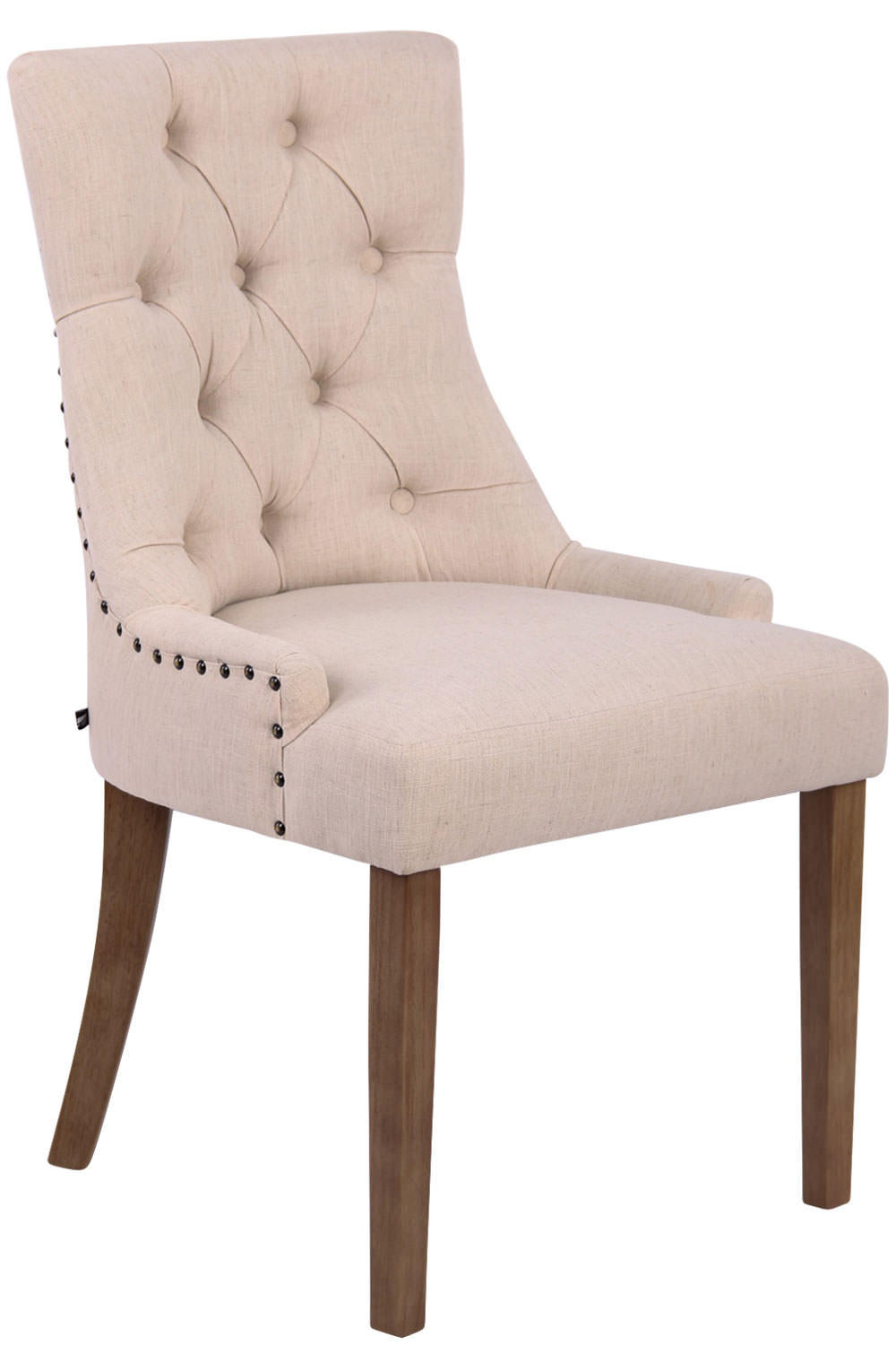 ESSZIMMERSTUHL Aboli Stoff, antik-hell Creme - Hellbraun/Naturfarben, Holz/Textil (55/92/58cm) - TPFLiving