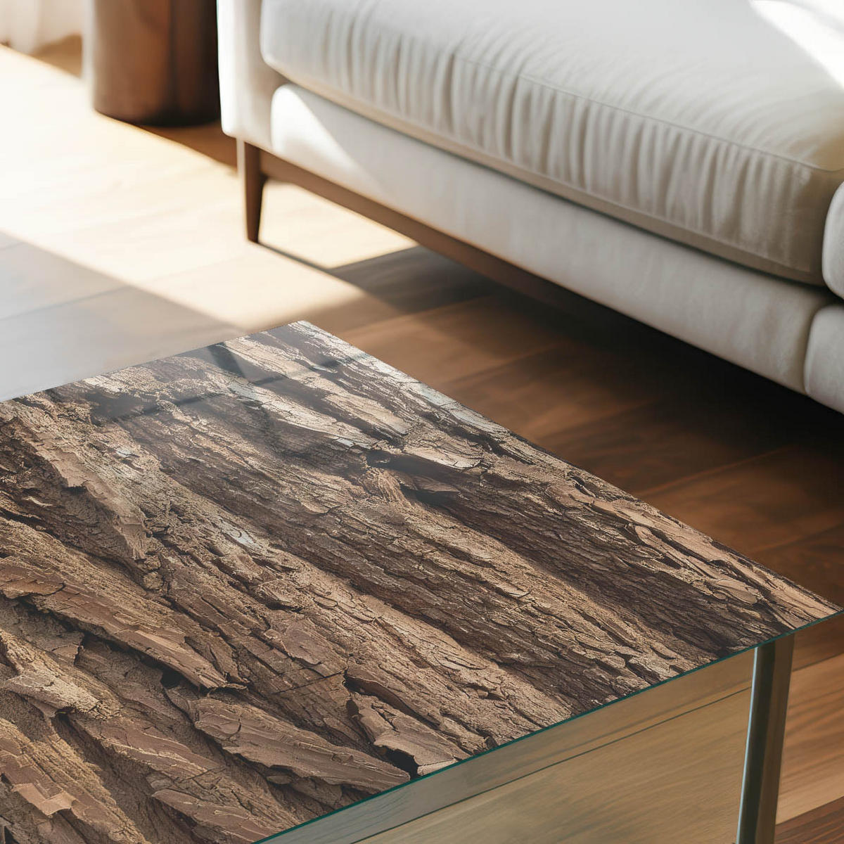 TISCHPLATTE 50x50 cm – Holzstruktur - Türkis, Glas (50/50/0.4cm) - Wallfluent
