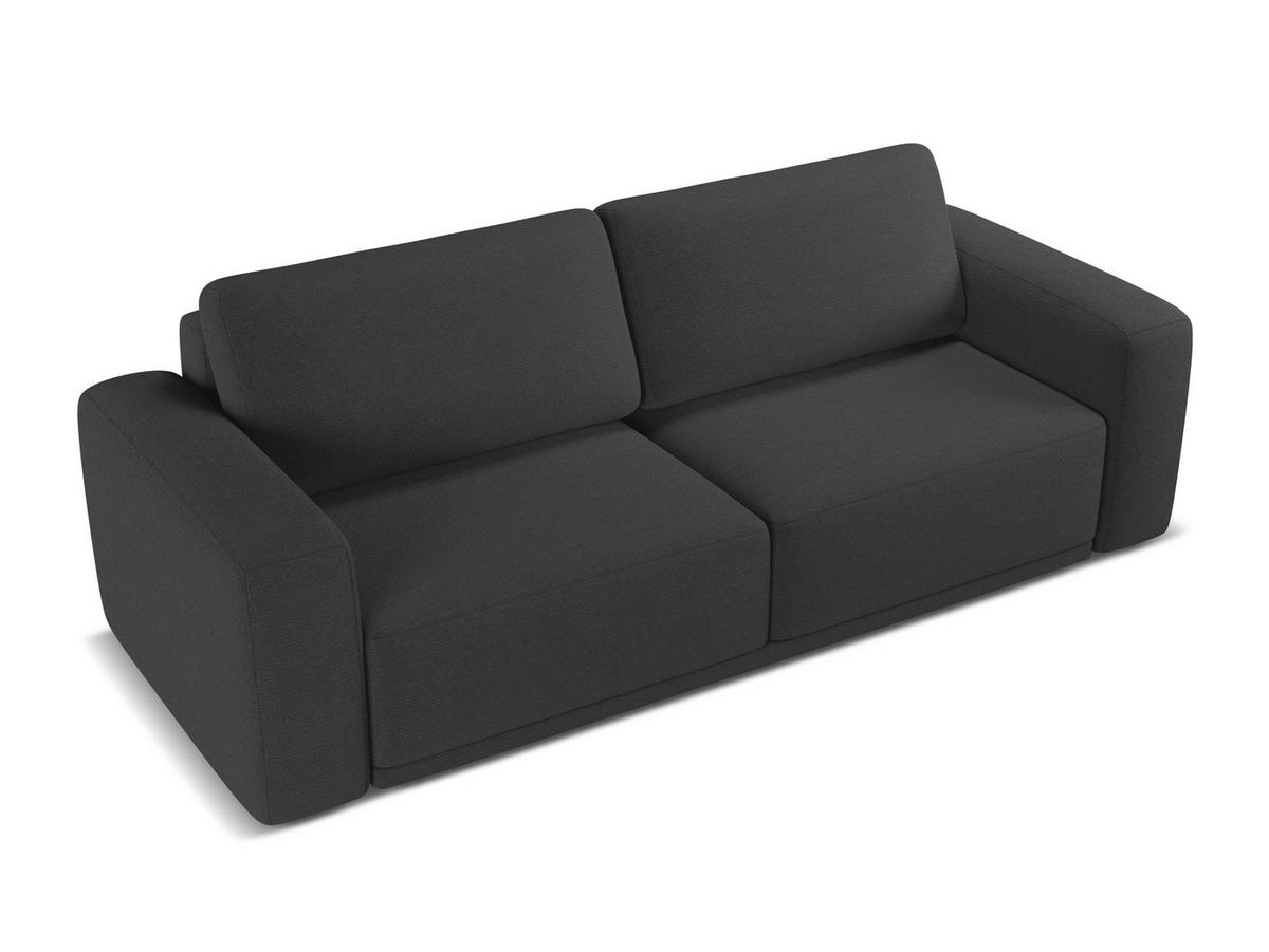 3-SITZER SOFA mit Schlaffunktion Chenille Stoff Schwarz - Anthrazit/Schwarz, Kunststoff/Textil (242/91/100cm) - Makamii
