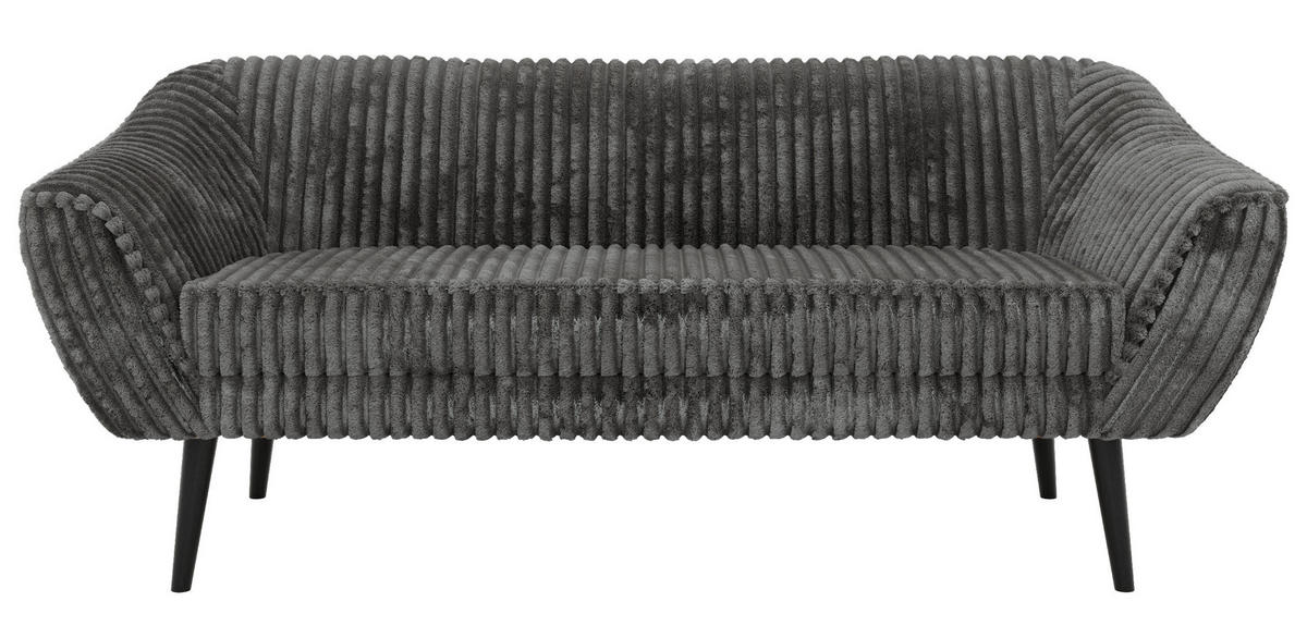 TŘÍMÍSTNÁ POHOVKA PIRS 3 - Šedá Manšestr - Černé nohy - šedá/černá, kompozitní dřevo/textil (180/75/74cm) - MKS