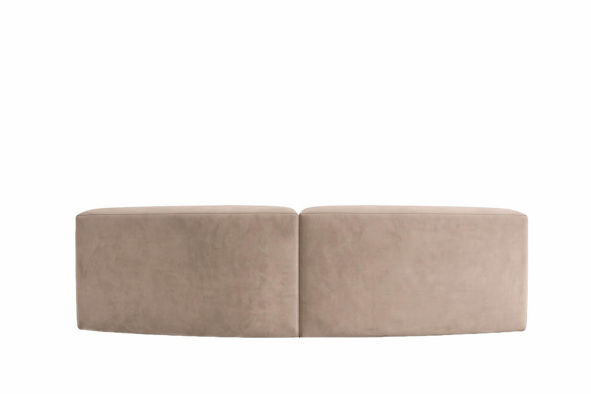 SOFA Round, Velvet-Stoff Bluvel, Latte, GRETA - Hellbraun, Holz (294/70/89cm) - Kaiser Möbel