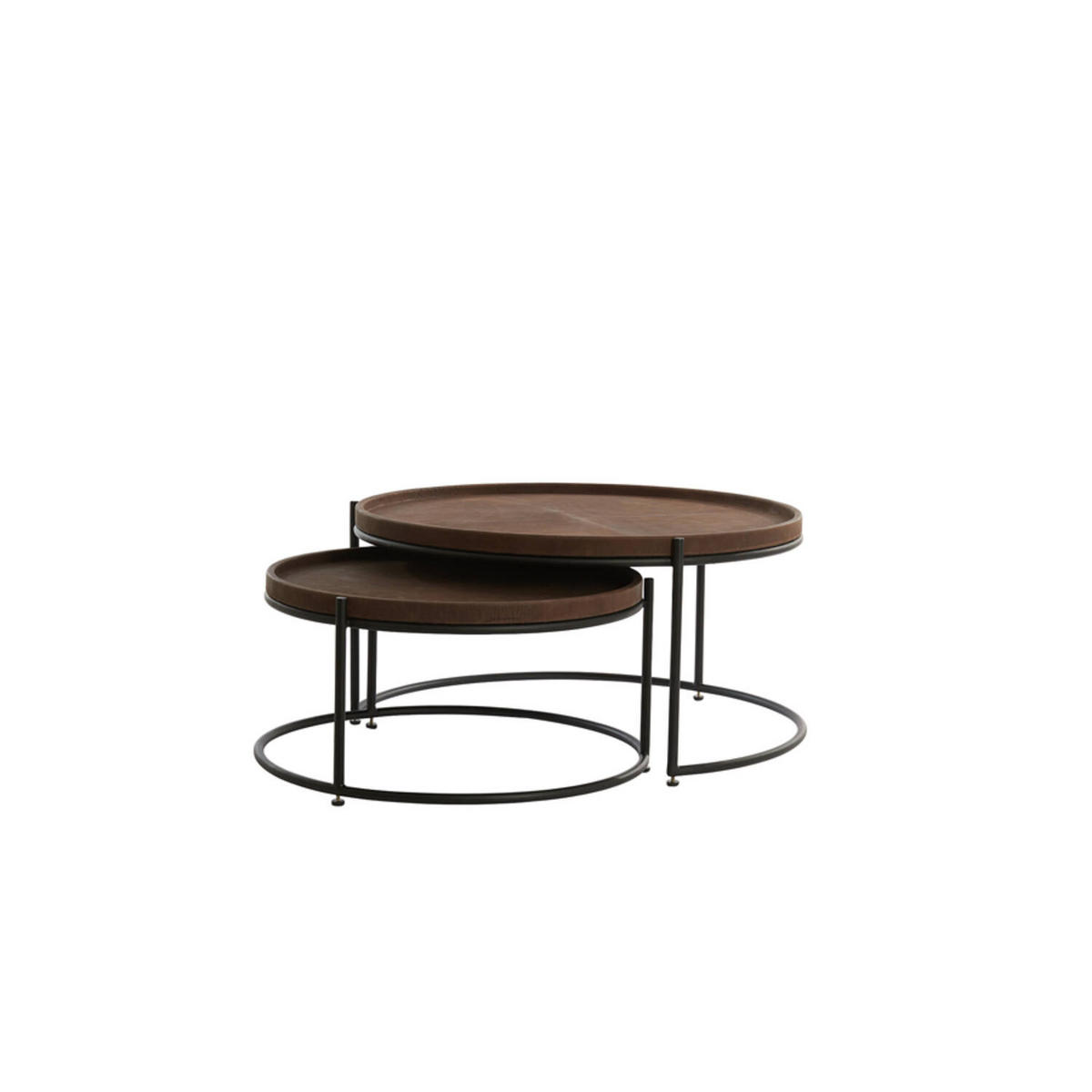 COUCHTISCH JAIRO 2er Set, Leder, Braun-Schwarz - Schwarz/Braun, Leder (79/79/38cm) - Light & Living
