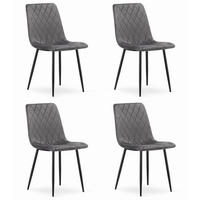 ESSZIMMERSTUHL 4er Set Dunkelgrauer Velours, Bequeme Sitzfläche, Metallfüße - Grau, Textil (51/86/56cm) - Best For Home