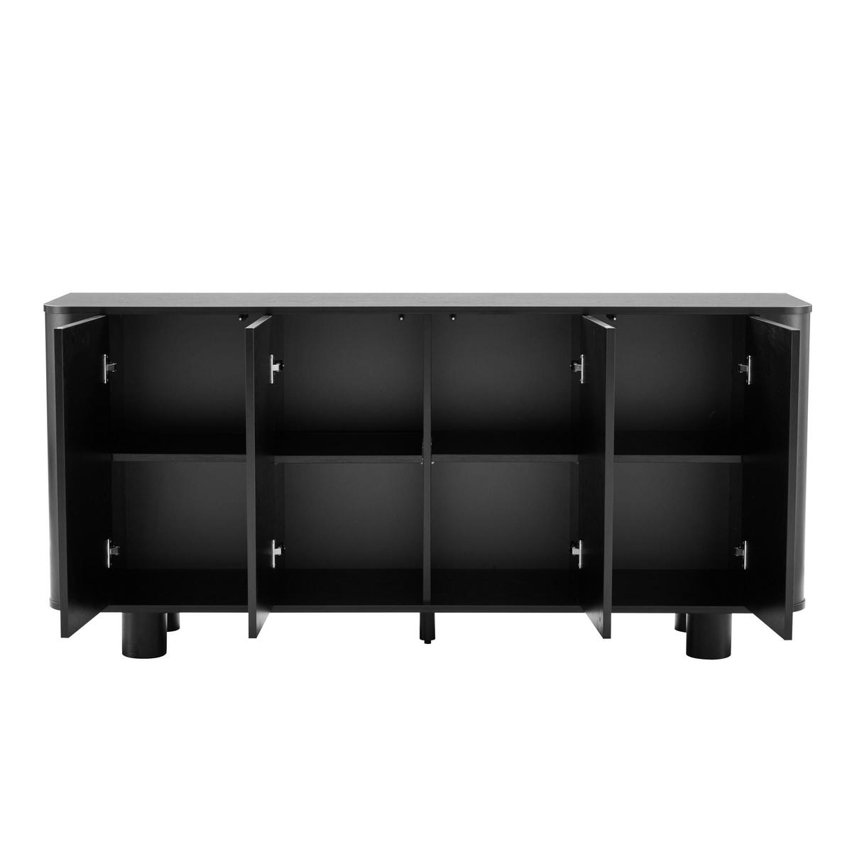 SIDEBOARD 160 cm, schwarzes Holz - Schwarz, Holz (40/75/160cm) - Oviala