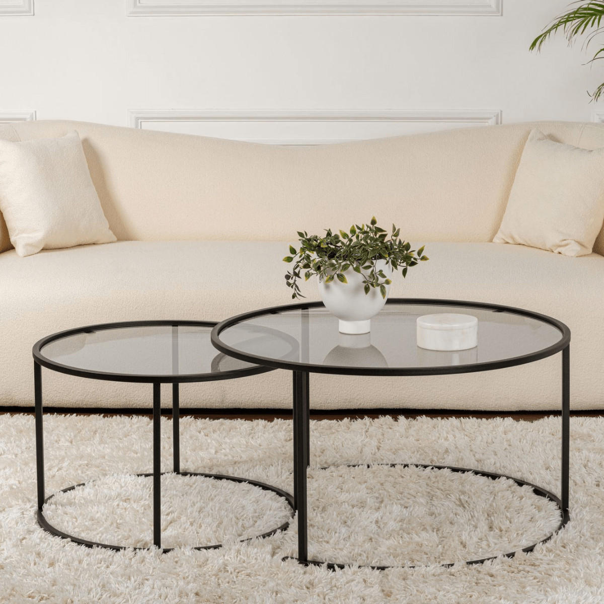 COUCHTISCHE mit Glasplatte 80/80/43 cm - Grau, Metall (80/80/43cm) - Calicosy