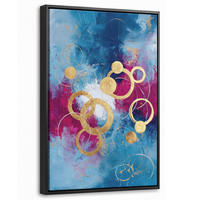 LEINWAND Bilder mit Rahmen - Kreise - Gold - Abstrakt - 20x30 - Blau, Textil (20/30cm) - MuchoWow