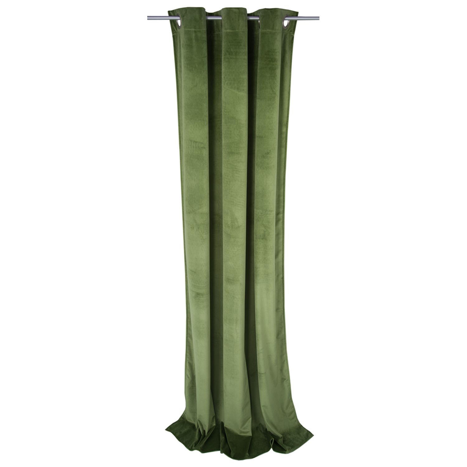 BLICKDICHTER ÖSENVORHANG French Velvet - Olivgrün, Textil (135/0.5/245cm) - Tom Tailor