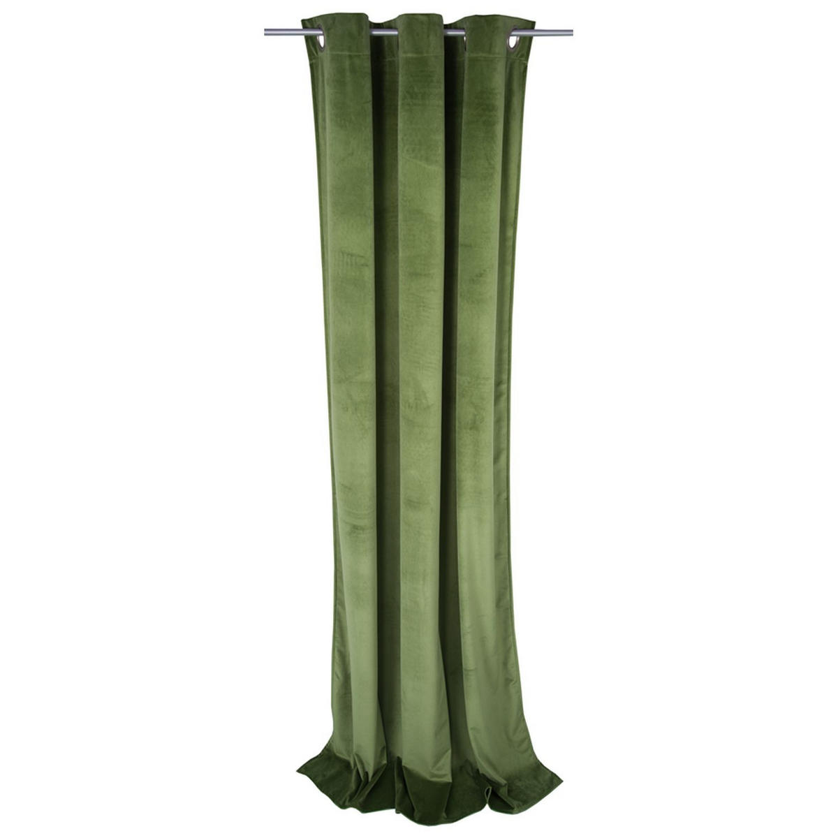 BLICKDICHTER ÖSENVORHANG French Velvet - Olivgrün, Textil (135/0.5/245cm) - Tom Tailor