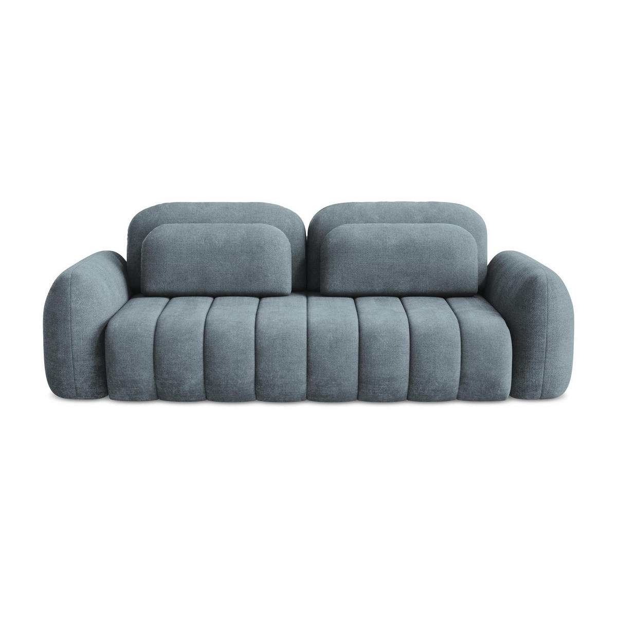3-SITZER SOFA mit Schlaffunktion Chenille Stoff Blau - Pastellblau/Schwarz, Holzwerkstoff/Kunststoff (266/95/121cm) - LaMiaSofa