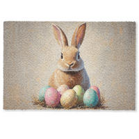 FUSSMATTE Osterhase - Pastell - Eier Schmutzmatte 90x60 cm - Beige/Multicolor, Kunststoff (60/90cm) - MuchoWow
