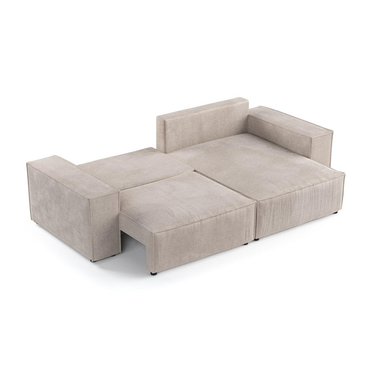ECKSOFA SENSO mit Schlaffunktion Beige im Wind Stoff - Beige/Schwarz, Holz/Holzwerkstoff (255/148cm) - AltaBeds