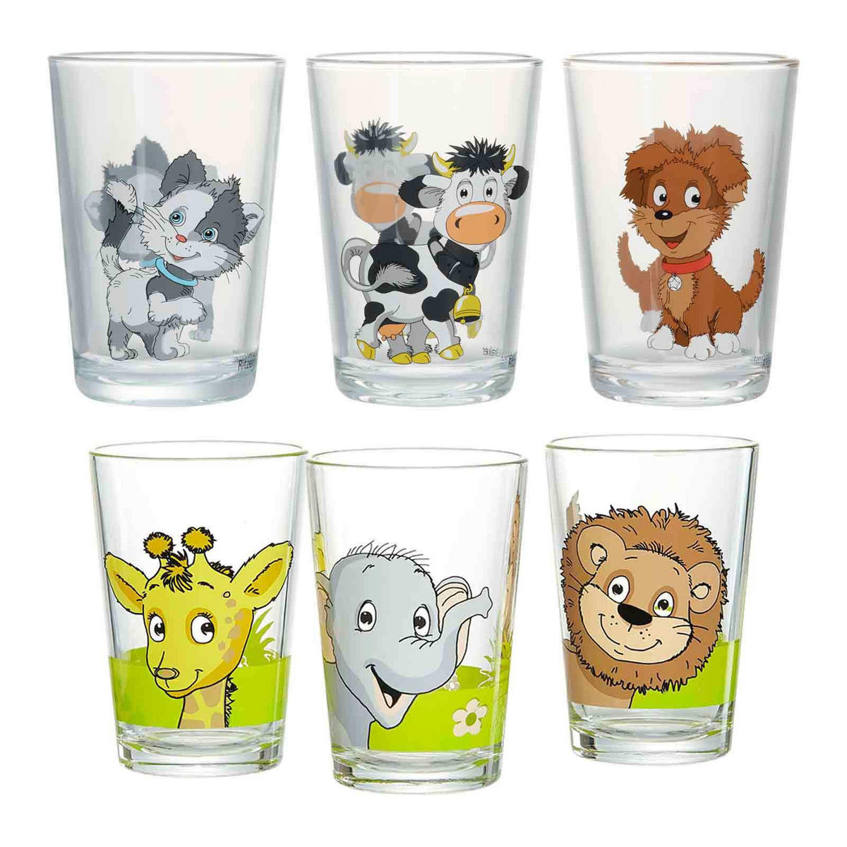 KINDERGLÄSER Hof- und Dschungeltiere bunt 205 ml 6er Set - Multicolor, Glas (0.205L) - Ritzenhoff Breker