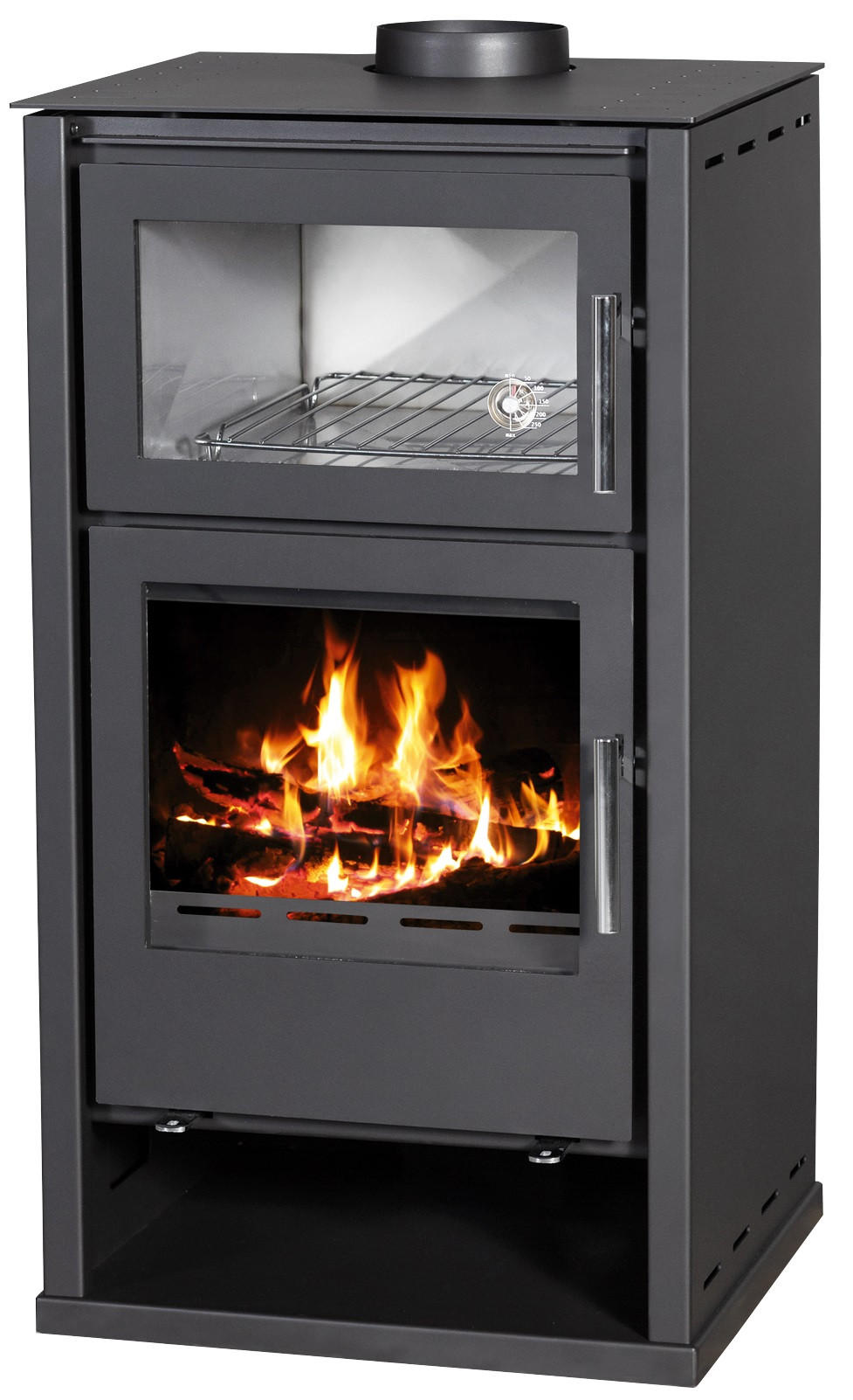 KAMINOFEN Regina F-W Schwarz mit Backfach 8,65 kW Stahl 96,2/51,2/51,2 cm - Schwarz, Kunststoff (80/175/120cm) - Conforto