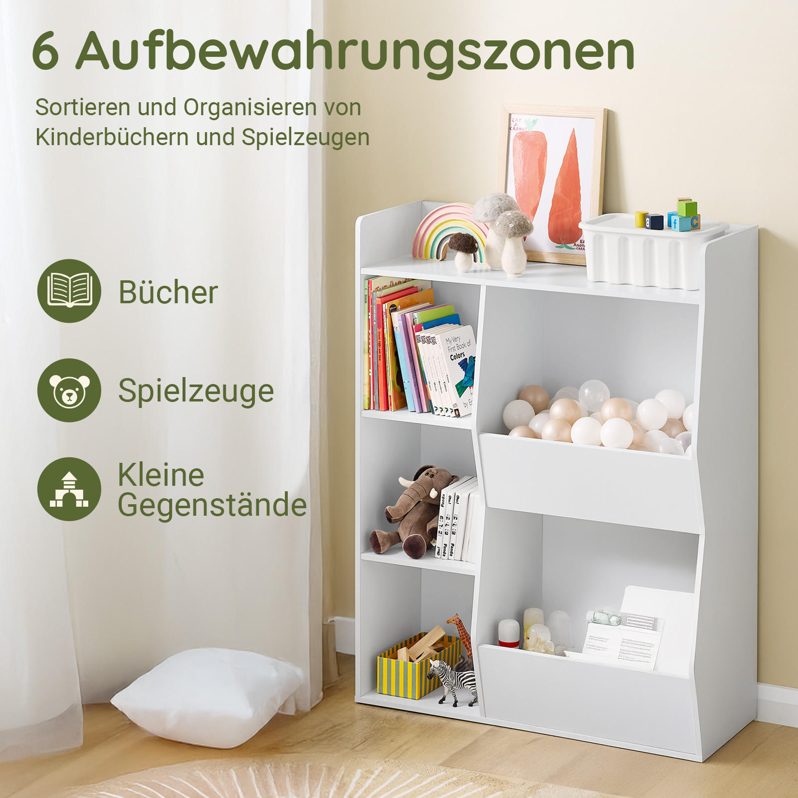 KINDERREGAL Weiß - Weiß, Holzwerkstoff (80/104/34cm) - SoBuy