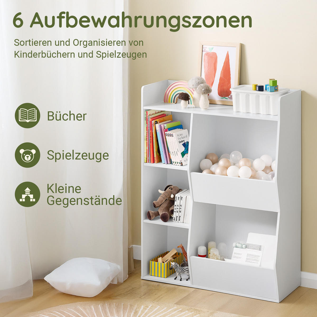KINDERREGAL Weiß - Weiß, Holzwerkstoff (80/104/34cm) - SoBuy