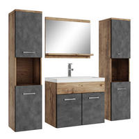 BADMÖBEL-SET Montreal 5 Teile Kastanien Eiche / Grau - 60 x 35 x 51 cm - Chromfarben/Dunkelgrau, Holz/Metall (60/51/35cm) - Badplaats