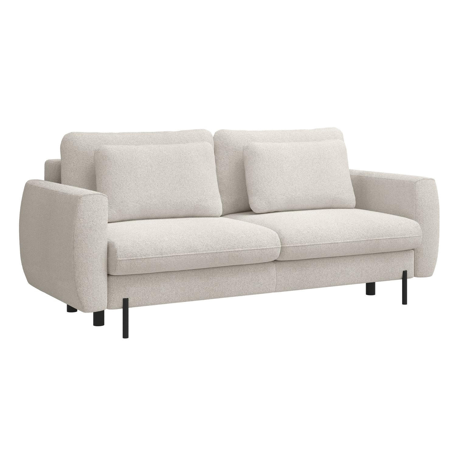 SOFA Rane Cremeweiß mit Schlaffunktion - Creme/Schwarz, Textil/Metall (236/90/102cm) - Selsey