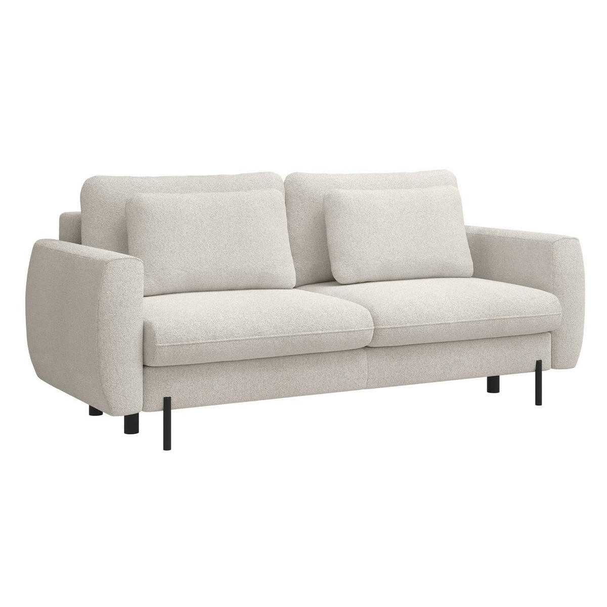 SOFA Rane Cremeweiß mit Schlaffunktion - Creme/Schwarz, Textil/Metall (236/90/102cm) - Selsey