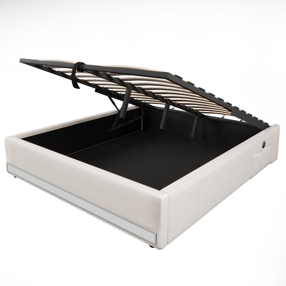 POLSTERBETT 140/200 mit LED, USB, Type-C und Bettkasten in Beige - Weiß, Holzwerkstoff/Textil (140/200cm) - EVRYAE