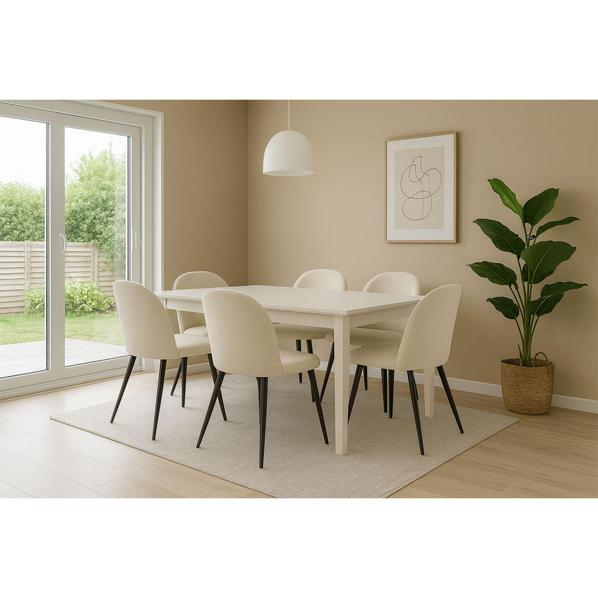 ESSGRUPPE 7-TLG. Venedig Weiß - Weiß, Holzwerkstoff/Textil (95/76/276cm) - ebuy24