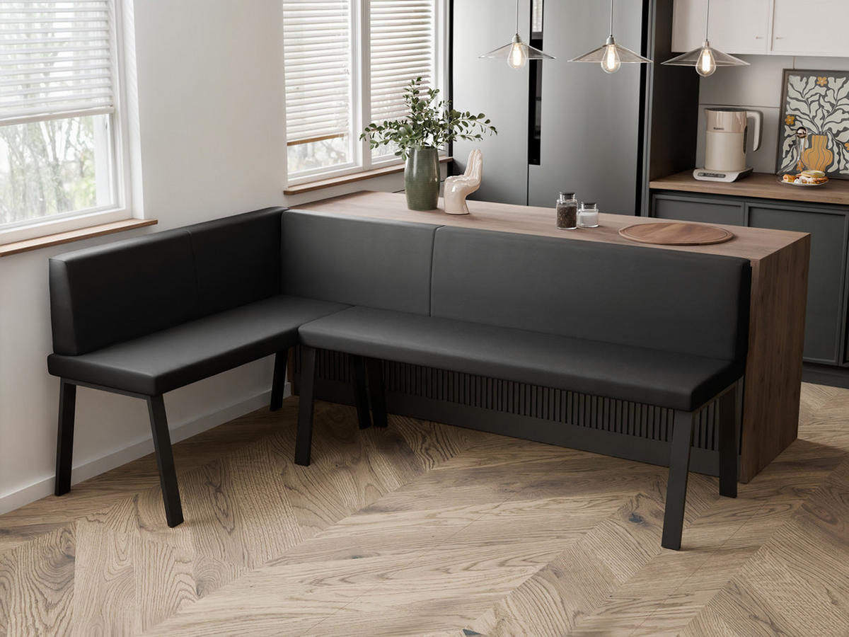ECKBANK links MONO Y Kunstleder glatt, 142/196 cm Schwarz - Schwarz, Kunststoff/Textil (142/196cm) - Idohome