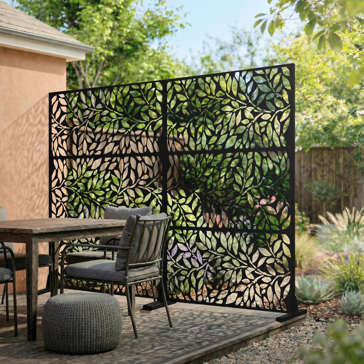 METALL-SICHTSCHUTZ Firenze 120x180 cm Schwarz aus Stahl - Schwarz, Metall (120/183cm) - ML-DESIGN