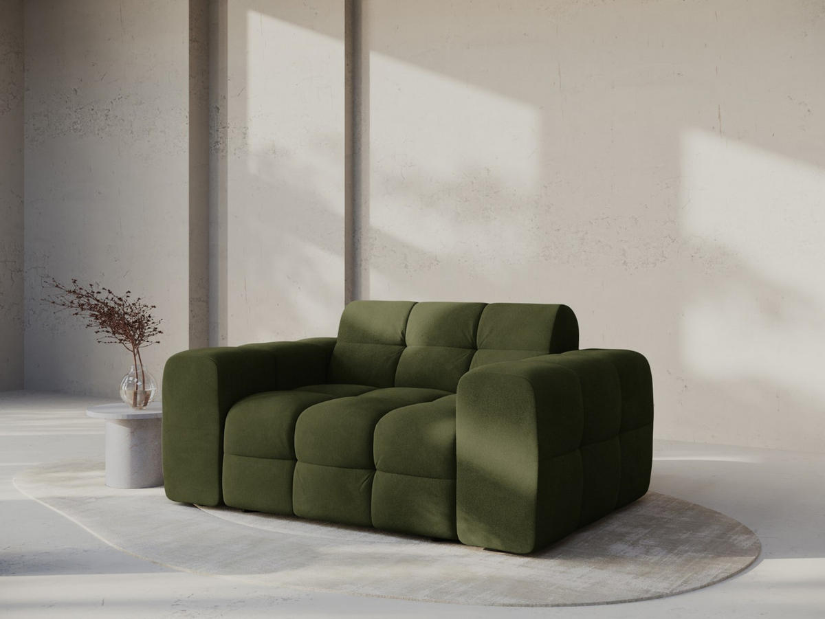 SOFA Kendal aus Samt armeegrün 2 Sitzplätze - Olivgrün, Textil (156/79/103cm) - Micadoni