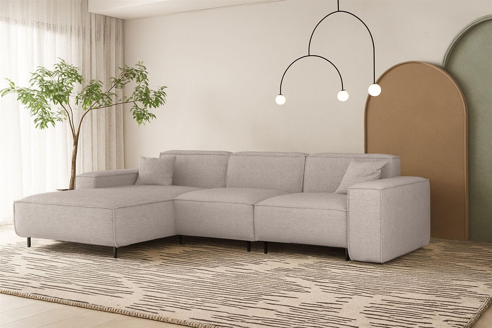 ECKSOFA Gloria In Artico - Creme, Holzwerkstoff/Textil (165/266cm) - Fun Möbel