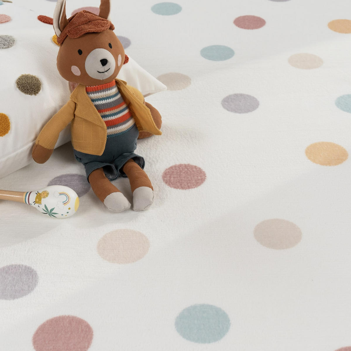 KINDERTEPPICH waschmaschinenwaschbar Punkte Kindermotiv Kinderzimmer schmutzabweisend Mehrfarbig Rund 120D - Multicolor, Textil (120/120cm) - KADIMA DESIGN