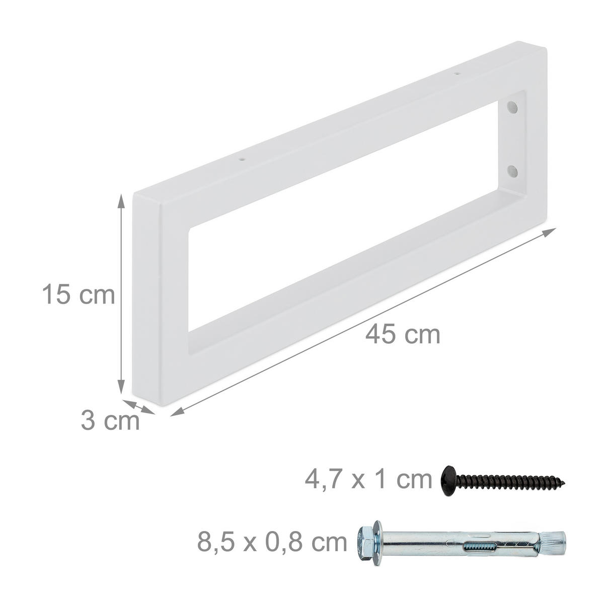2XWANDKONSOLE - Weiß, Metall (45/3/15cm) - Relaxdays