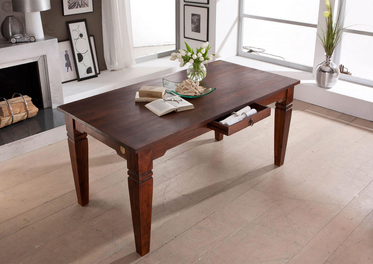 ESSTISCH Akazie 140x90x76 nougat lackiert OXFORD #602 - Dunkelbraun, Holz (140/90/76cm) - Massivmoebel24