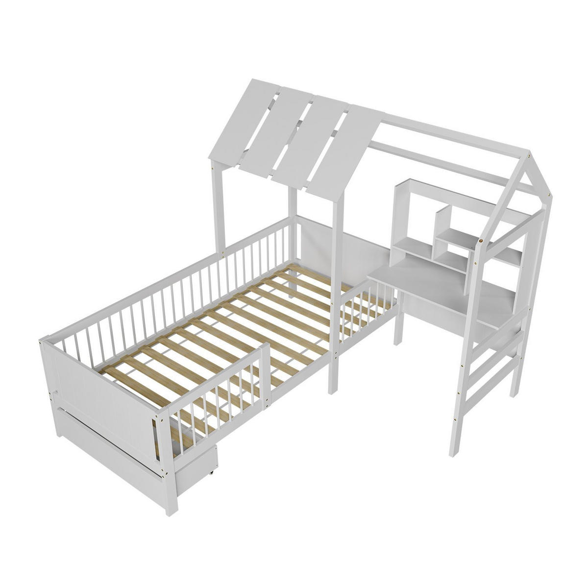 KINDERBETT Yari 90x200 cm Weiß - Weiß, Holz (90/200cm) - Juskys
