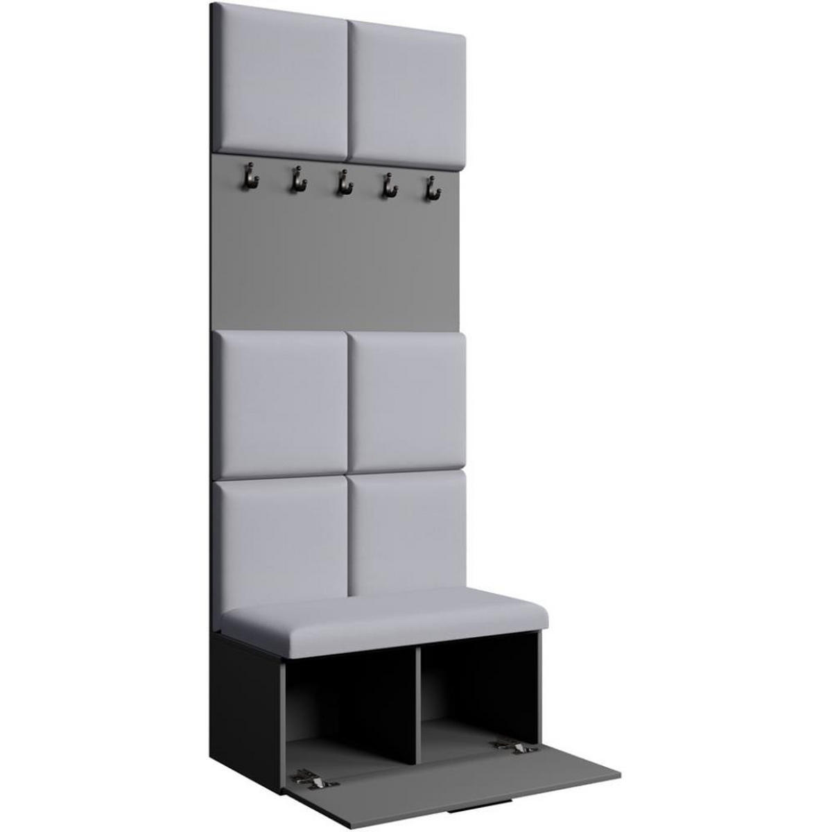 GARDEROBE Margaret I 81/203/43 gepolsterten Paneelen - Schwarz/Graphitfarben, Holzwerkstoff/Kunststoff (81/203/43cm) - Beautysofa