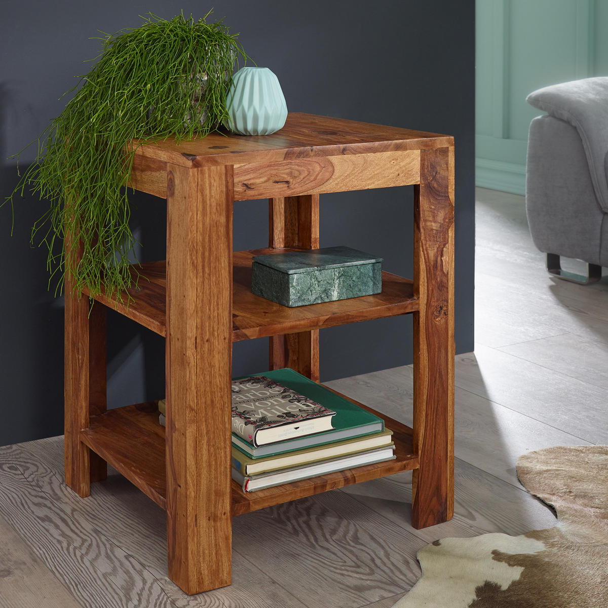 BÜCHERREGAL Massivholz Handgefertigt Pflegeleicht, Braun 44x44x60 cm - Braun, Holz (44/60/44cm) - KADIMA DESIGN