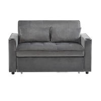 SCHLAFSOFA Samt mit Schlaffunktion und Getränkehaltern Grau 137/76,5/83 cm - Grau, Textil (83/137/76.5cm) - Redom