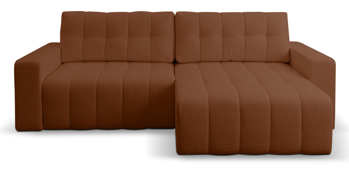 ECKSOFA Palermo mit Schlaffunktion und Bettkasten - Dunkelgelb/Braun, Holz/Holzwerkstoff (245/143cm) - Ravio