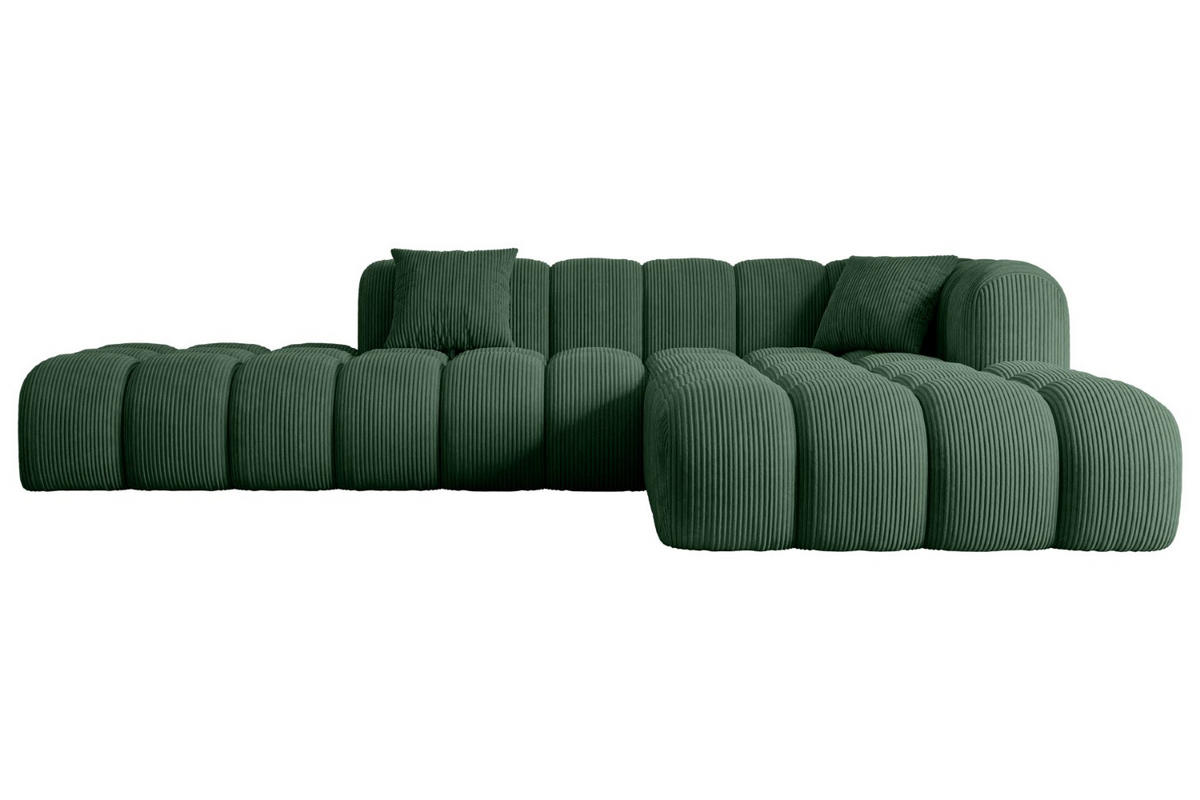ECKSOFA Ottomane Rechts OLEA-L2 - 289x176x71 cm Grün Cord - Schwarz/Grün, Holzwerkstoff/Kunststoff (289/176cm) - ALTDECOR