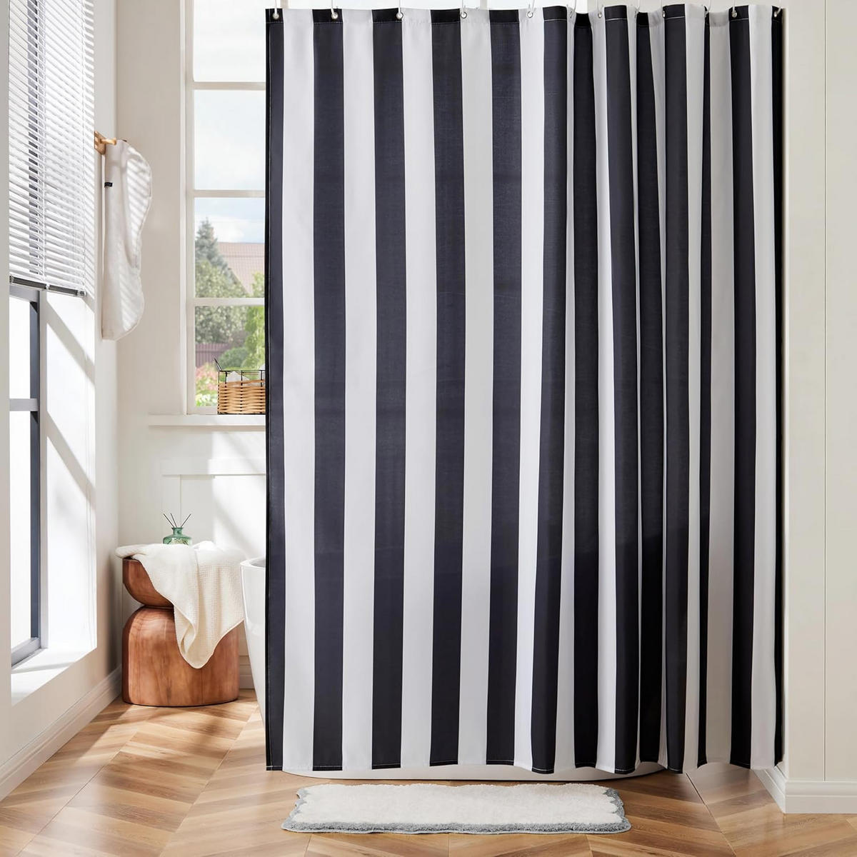 DUSCHVORHANG gestreift wasserdicht schimmelresistent ideal für Dusche mit Haken - Multicolor, Textil (180/200cm) - MCBOSON