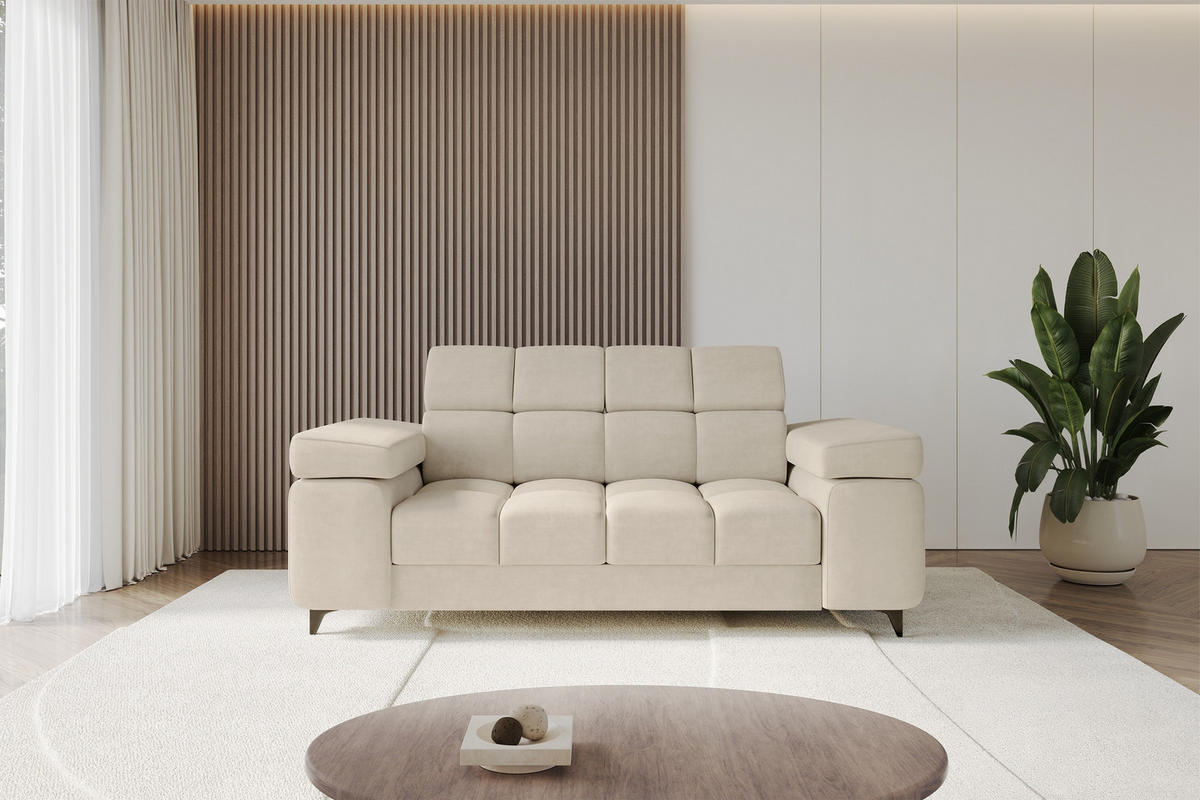 SOFA 2-Sitzer LORD-S1 194x97x90 cm Beige Samt - Sahara, Holzwerkstoff/Textil (194/90/97cm) - ALTDECOR