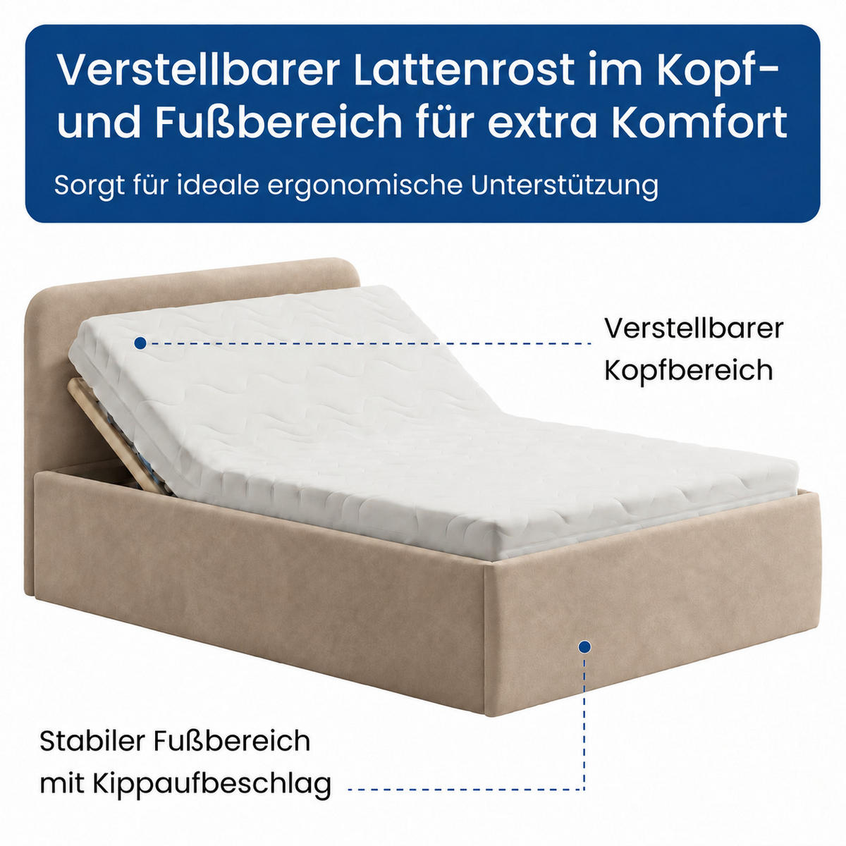 POLSTERBETT 140x200 cm Bonnellfederkernmatratze H2 Microvelours in Sand - Sandfarben, Textil (140/200cm) - Home Collective