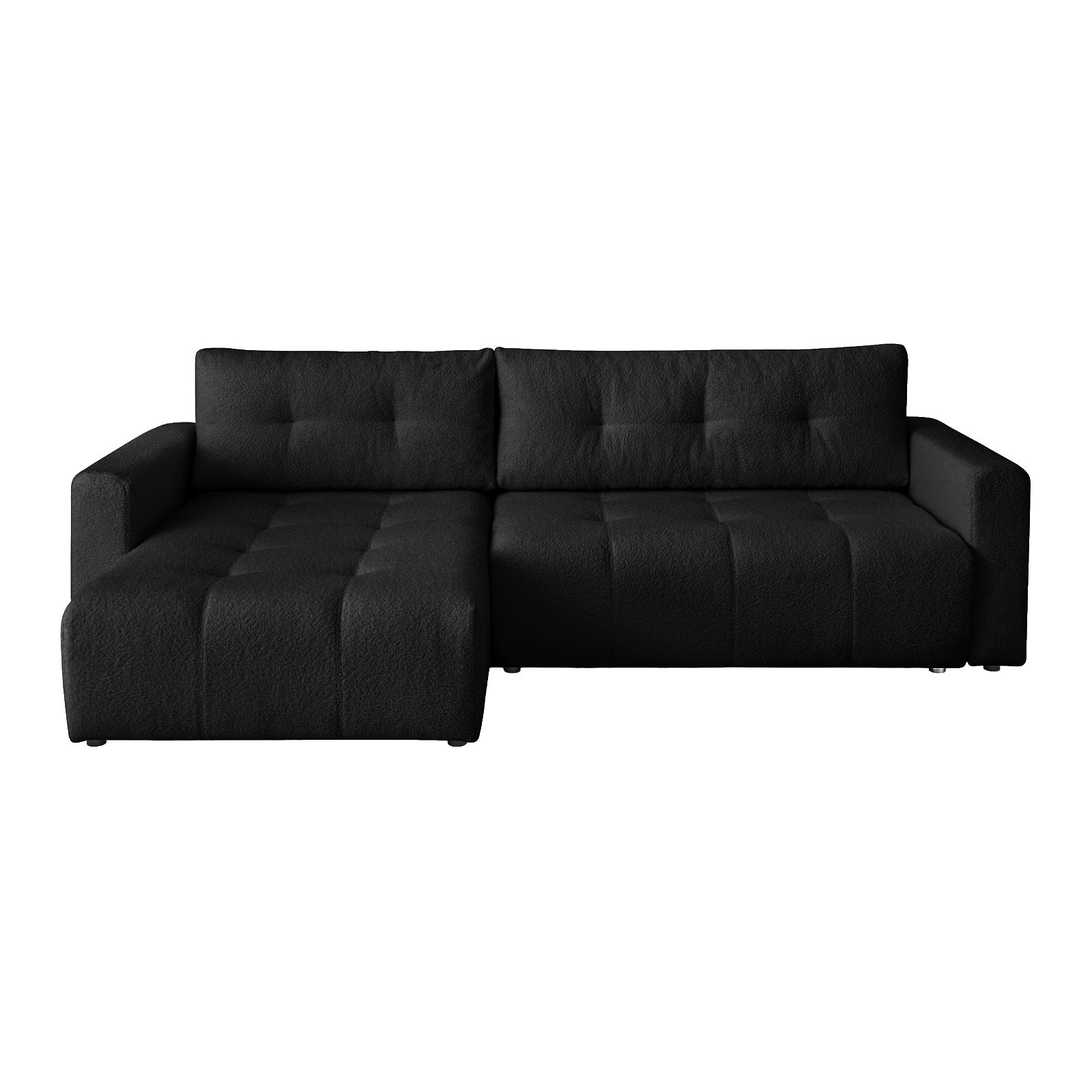 ECKSOFA WALONGO mit Schlaffunktion, Schwarz - Schwarz, Textil (261/143cm) - Fedve