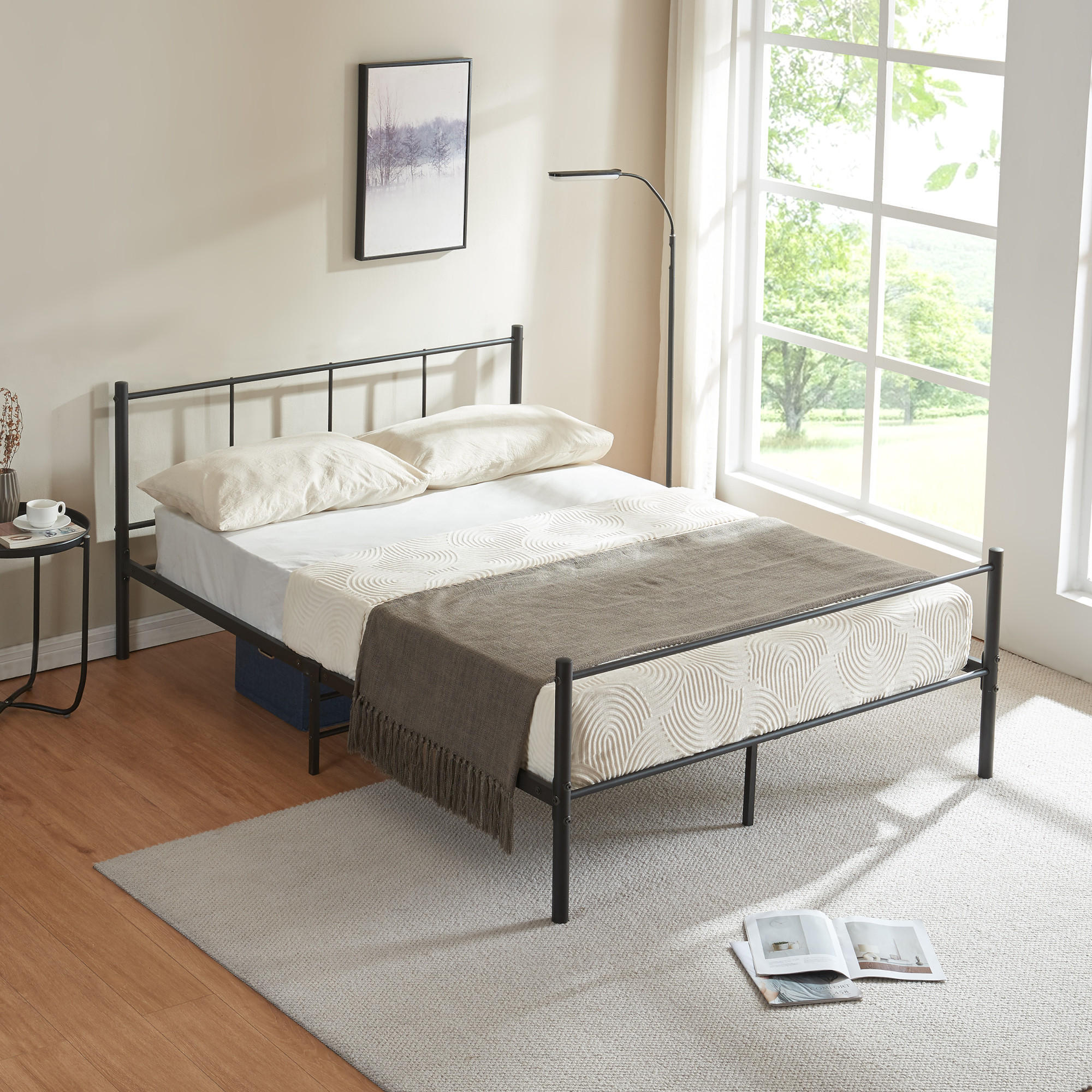 METALLBETT Laos - Schwarz, Metall (140/200cm) - [en.casa]