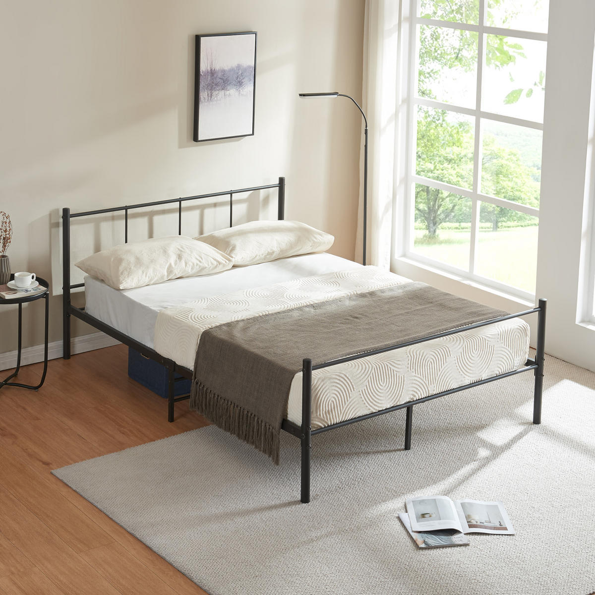 METALLBETT Laos - Schwarz, Metall (140/200cm) - [en.casa]