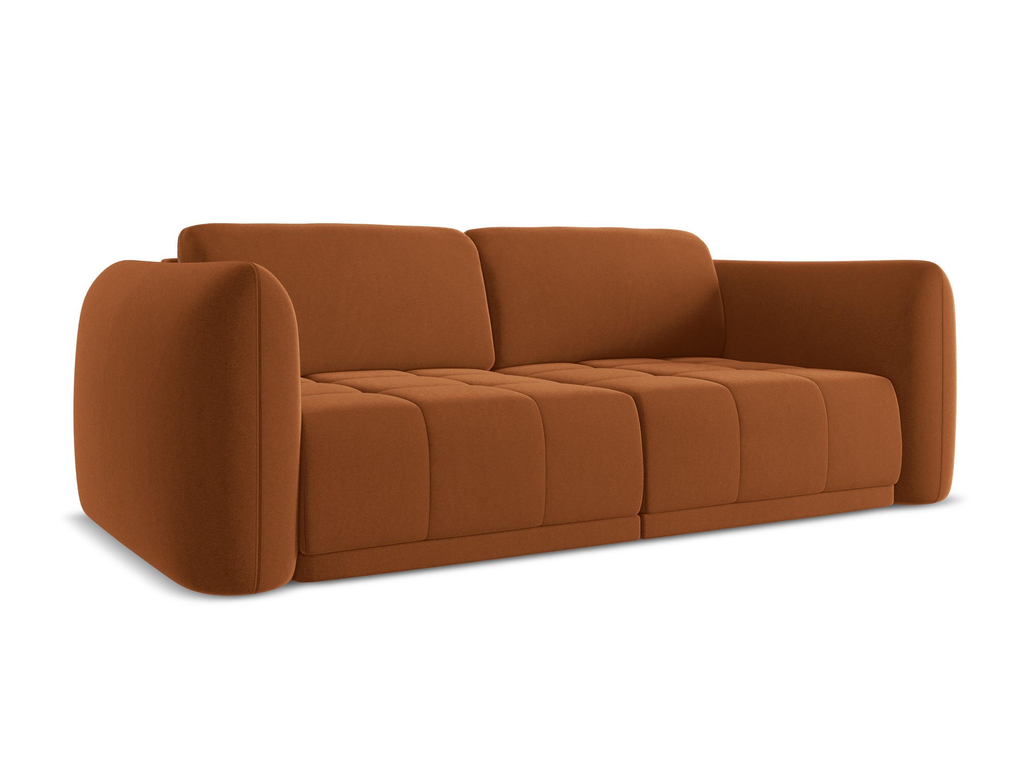 3-SITZER SOFA Samt Stoff Orange - Terra cotta/Schwarz, Kunststoff/Textil (210/74/105cm) - Makamii