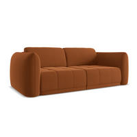 3-SITZER SOFA Samt Stoff Orange - Terra cotta/Schwarz, Kunststoff/Textil (210/74/105cm) - Makamii
