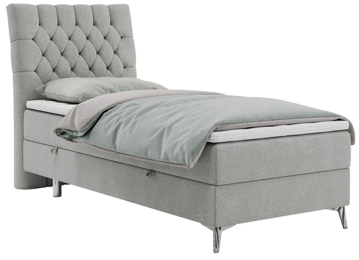 BOXBETT MILEN 90/200 Hellgrau Struktur - H3 - Links Seite - Hellgrau, Holz/Textil (90/200cm) - MKS