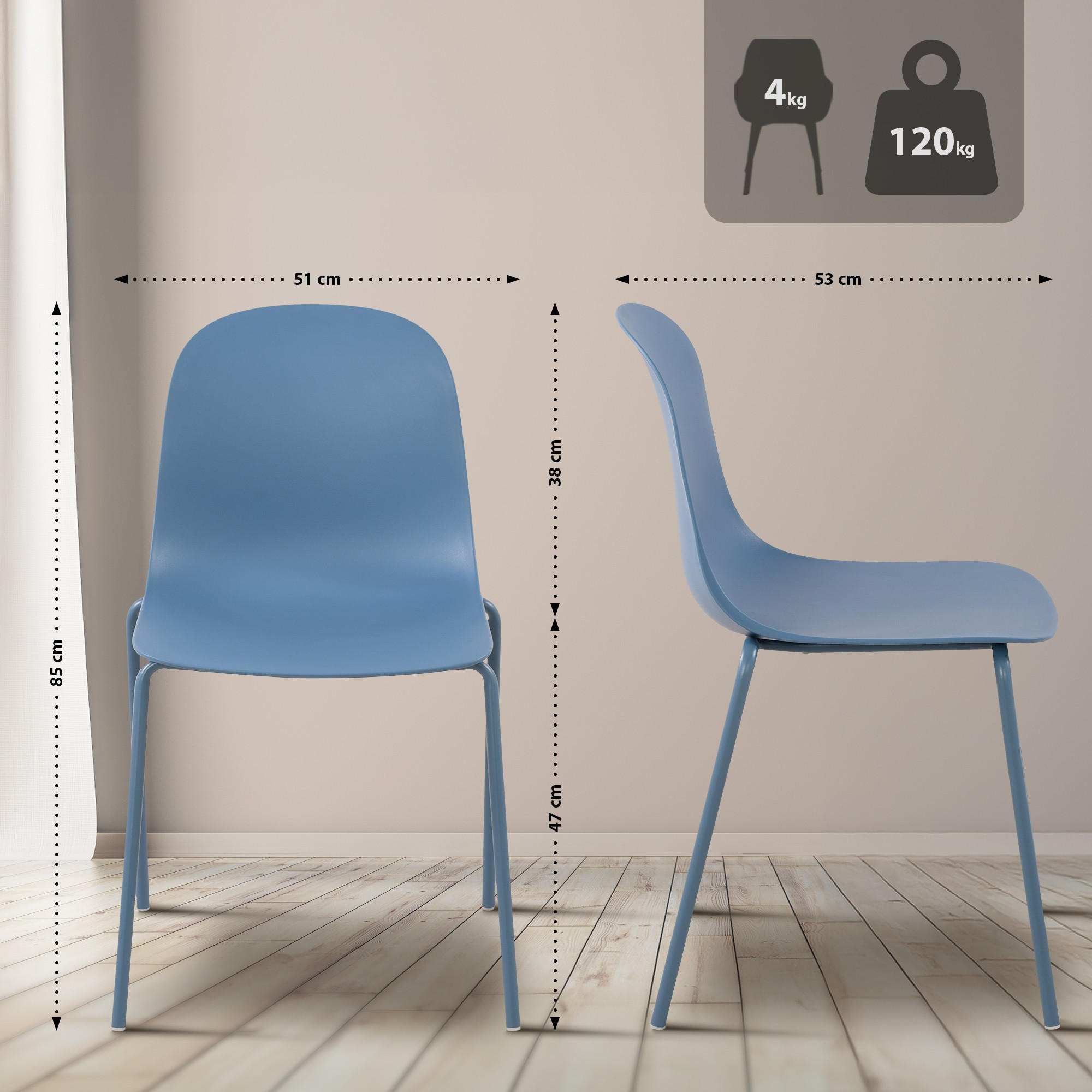GARTENSITZGRUPPE Kunststoff Blau (5-teilig) - Blau, Kunststoff - CLP