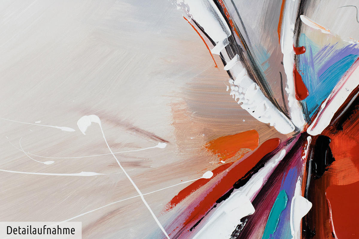 ACRYLBILD HANDGEMALT 80/80 cm - Rot/Weiß, Holz/Textil (80/80cm) - KUNSTLOFT