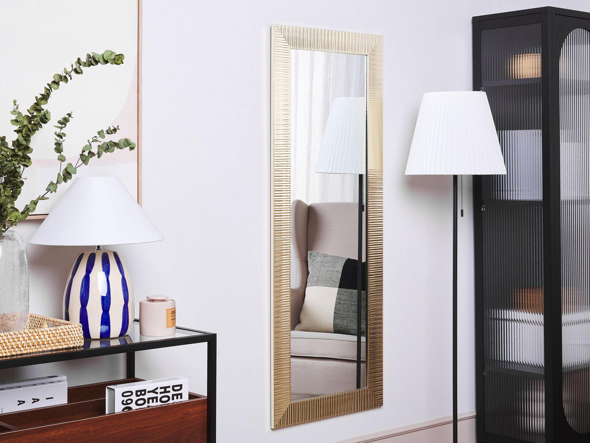 WANDSPIEGEL gold rechteckig 50/130 cm Draveil - Goldfarben, Kunststoff (50/130/2cm) - Beliani