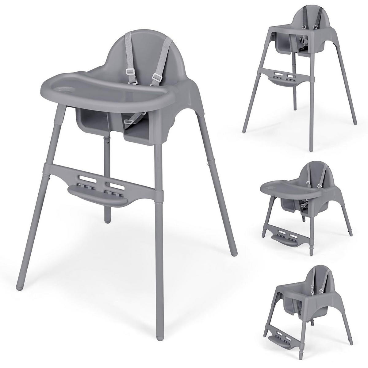 BABYHOCHSTUHL Grau - Grau, Kunststoff (61.5/87/66cm) - COSTWAY